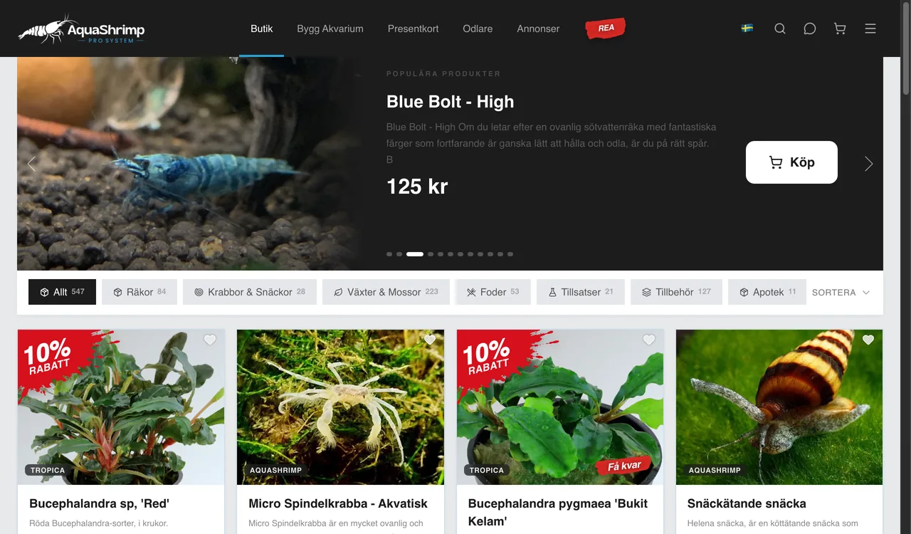 Homepage for AquaShrimp